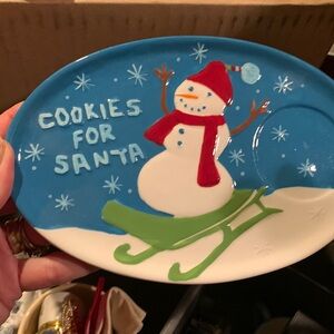 Starbucks 2006 Cookies for Santa Christmas Holiday Plate Dish 8x5,5 W/ Mug Set